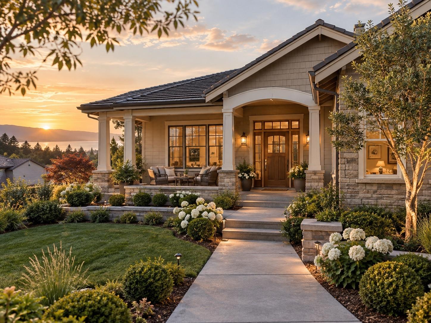 Single-level Utah home with low-maintenance landscaping and mountain backdrop